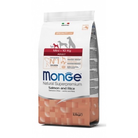 Monge SUPERPREMIUM ALL BREEDS MINI ADULT Salmone e Riso da 7,5 kg cane