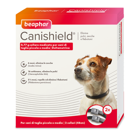 Beaphar Canishield Collare Antiparassitario per Cane Taglia Media Piccola  da 48 cm Confezione da 2 collari