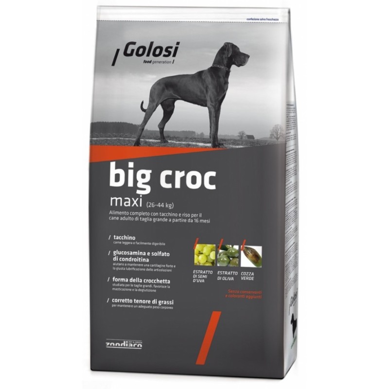 Golosi Big Croc maxi per cane di taglia grande 26 - 44 kg con tacchino e riso da 12 kg