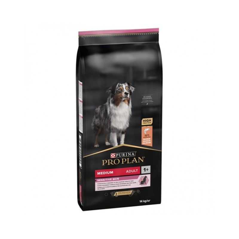 Purina Pro Plan Cane Adult Medium Sensitive Skin OptiDerma Salmone e Riso da kg 14 (€ 3,04 / kg)