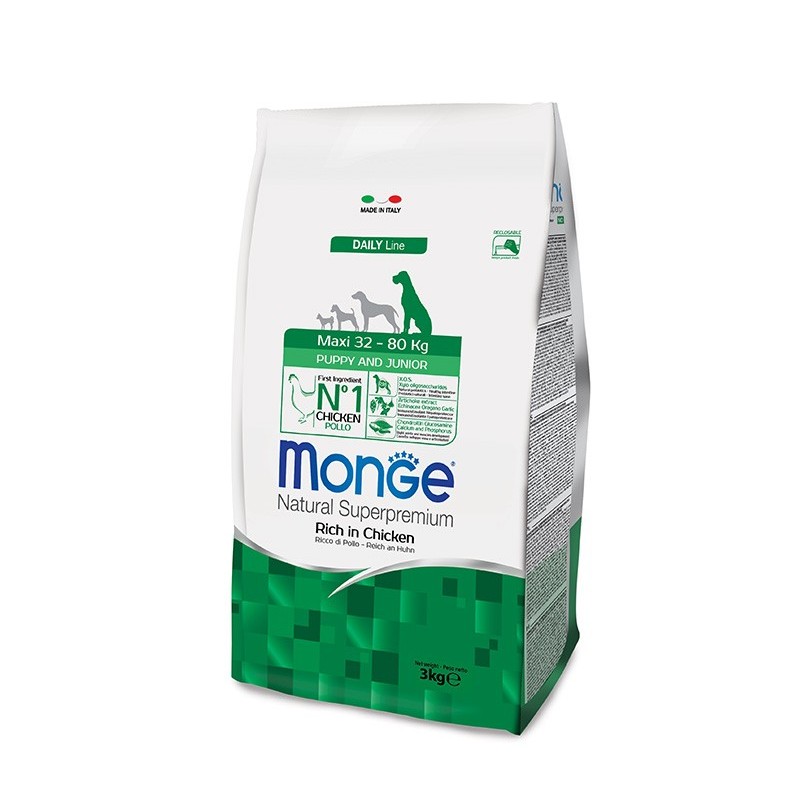 Monge Superpremium Maxi Puppy & Junior Ricco di Pollo da 12 kg 