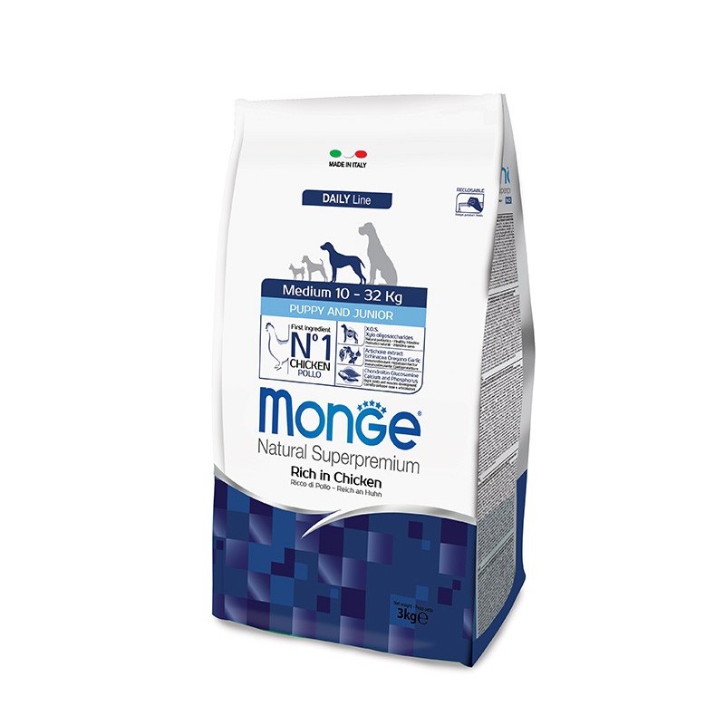 Monge SUPERPREMIUM MEDIUM Puppy & Junior da 3 kg disp.nel formato da 12 kg € 35,60