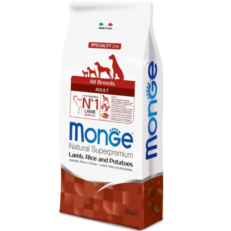 Monge Superpremim All Breeds Adult Agnello con Riso e Patate da 12 kg  Cane