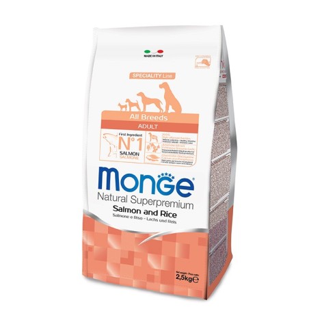 Monge Superpremium All Breeds Adult Salmone e Riso da 12 kg cane ( ex formato da kg 15 )