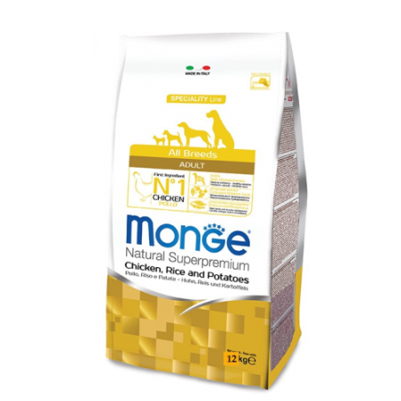 Monge Superpremium All Breeds Adult Pollo con Riso e Patate da 12 kg cane ( ex formato da 15 kg )