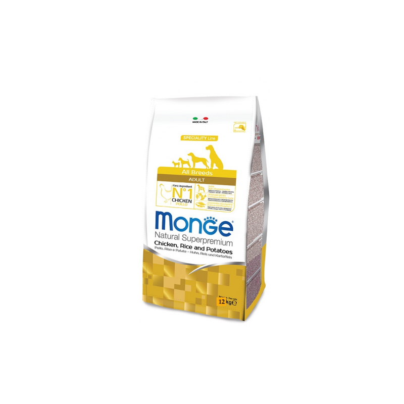 Monge Superpremium All Breeds Adult Pollo con Riso e Patate da 12 kg cane ( ex formato da 15 kg )
