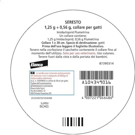 Bayer Elanco Seresto collare per gatti 38 cm collare antiparassitario a partire da 2 CONFEZIONI il prezzo+ sped. scende a € 25,1