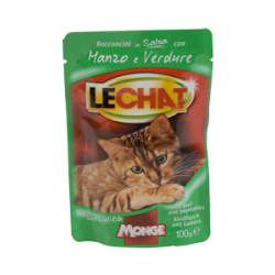 Monge Lechat buste Bocconcini in Salsa con Manzo e Verdure 100 gr