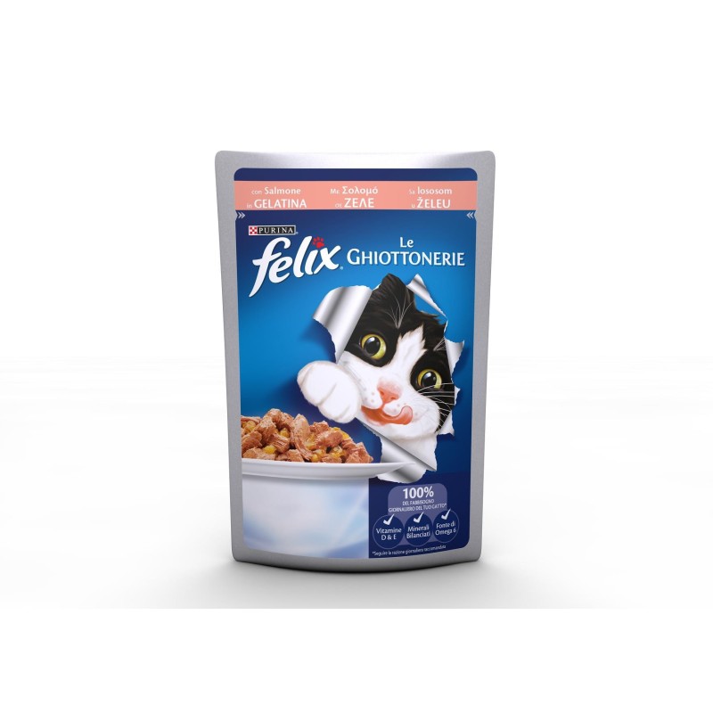 Purina Felix Sensations con salmone in gelatina insaporita con gamberetti 