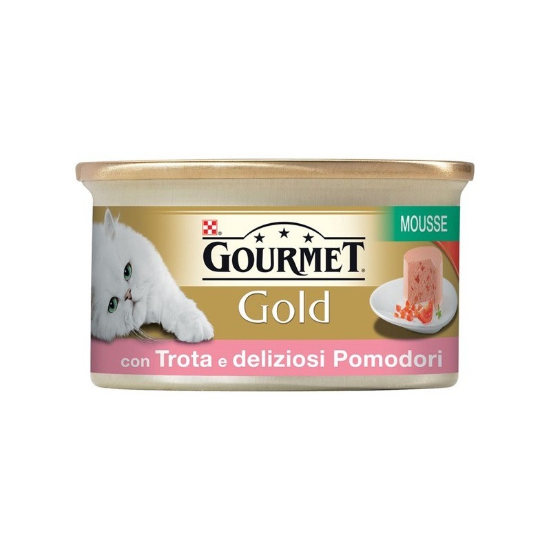 Purina Nestlè Gourmet Gold MOUSSE con TROTA E DELIZIOSI POMODORINI 85gr