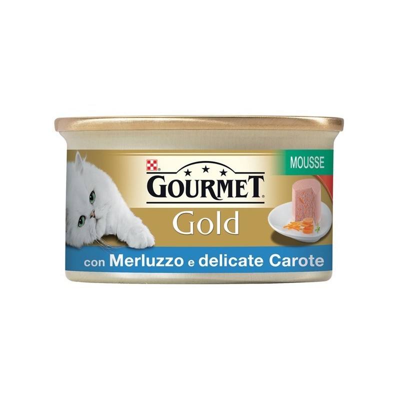Purina Nestlè Gourmet Gold MOUSSE con MERLUZZO E DELICATE CAROTE 85gr