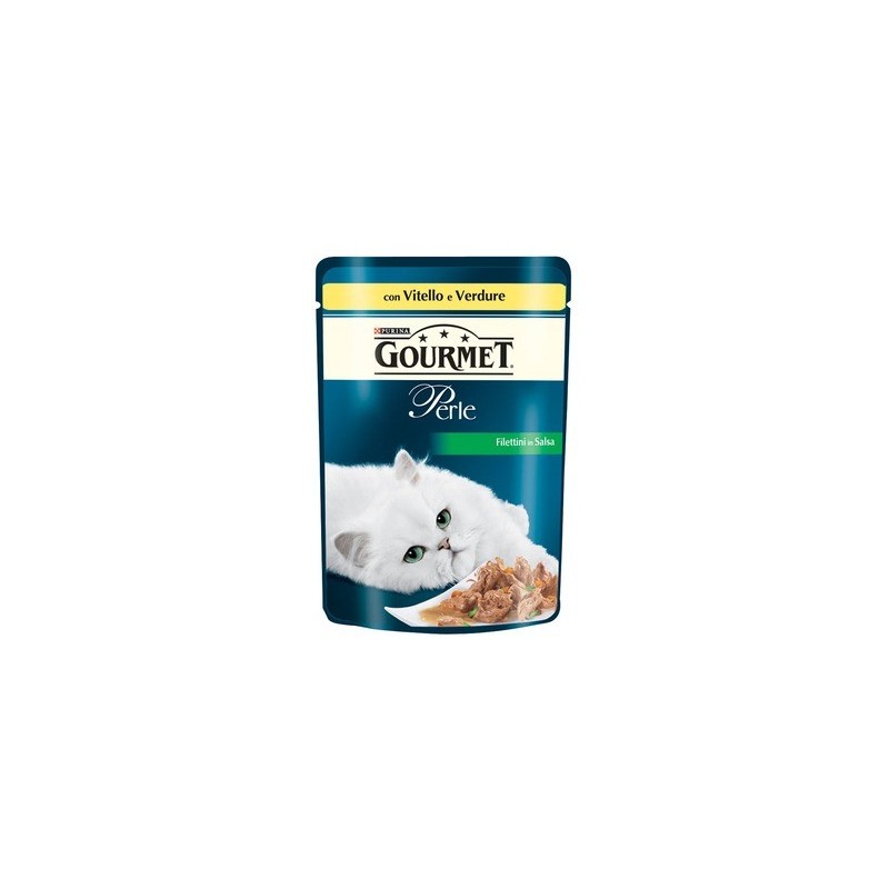 Purina Gourmet Perle Filettini In Salsa Con Verdure Gr.85 con vitello e verdure