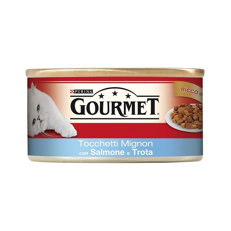 Purina Gourmet 195 gr tocchetti mignon con salmone e trota