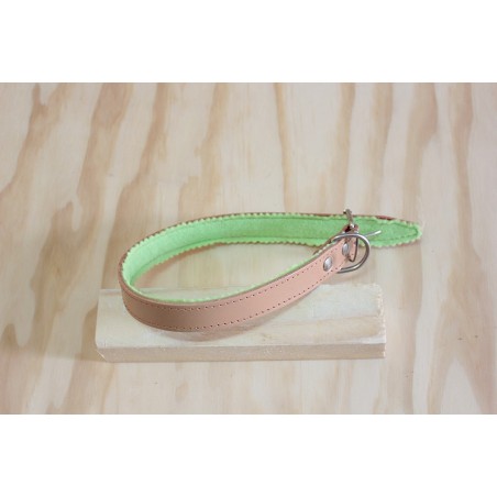 collare 49x2.5 interno felpato verde - esterno marrone chiaro