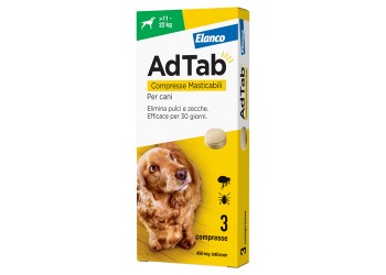 Elanco Adtab Per Cani da >11 A 22 kg 3 Compresse Masticabili 450 mg