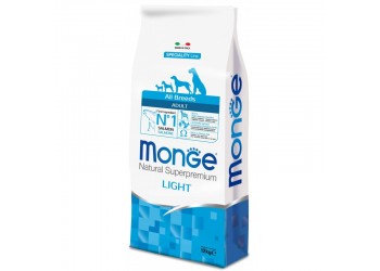 Monge SUPERPREMIUM ALL BREEDS ADULT Light Salmone e Riso da 12 kg cane