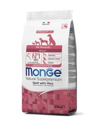 MONGE SUPERPREMIUM All Breeds Adult Monoproteico Manzo con Riso da kg 12