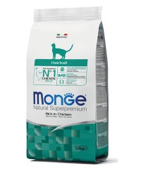 Monge Natural Superpremium Gatto Adulto Hairball Ricco di Pollo da kg 1,5