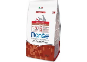 Monge SUPERPREMIUM mini Puppy & Junior Agnello e Riso per cane da 2,5 kg 