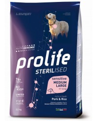 Prolife Sterilised Sensitive Adult Maiale Fresco disossato e Riso Medium/Large da kg 12