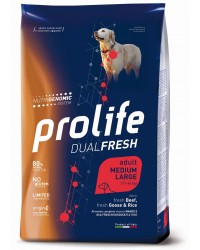 Prolife Dual Fresh Adult  Manzo Fresco disossato, Oca Fresca disossata e Riso Medium/Large da kg 12