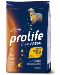 Prolife Dual Fresh Adult Bufalo Fresco disossato, Agnello Fresco disossato e Riso Medium/Large da kg 12