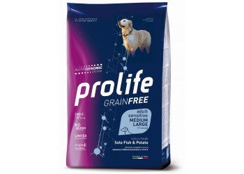 Prolife Grain Free Adult Sensitive Sole Sogliola Fresca diliscata e Patate Medium/Large da kg 10