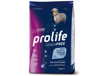 Prolife Grain Free Adult Sensitive Sole Sogliola Fresca diliscata e Patate Medium/Large da kg 10