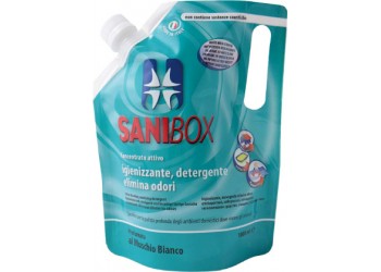 Sanibox Detergente Igienizzante elimina odori da 1 litro Profumazione Muschio Bianco