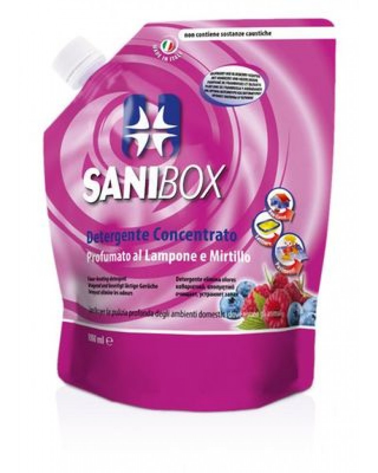 Sanibox Detergente Igienizzante elimina odori da 1 litro Profumazione  lampone mirtillo