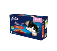 Purina Felix Junior le ghiottonerie selezioni deliziose in gelatina manzo e pollo confezione da 12 bustine da 85 gr