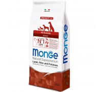 Monge SUPERPREMIUM ALL BREEDS ADULT Agnello con riso e patate da 12 kg  cane ( ex formato da 15 kg )