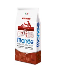 Monge SUPERPREMIUM ALL BREEDS ADULT Agnello con riso e patate da 12 kg  cane ( ex formato da 15 kg )