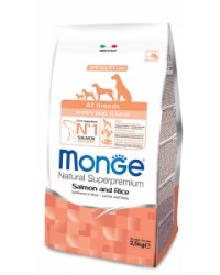 Monge SUPERPREMIUM ALL BREEDS ADULT Salmone e Riso da 2,5 kg cane disp.nel formato 12 kg