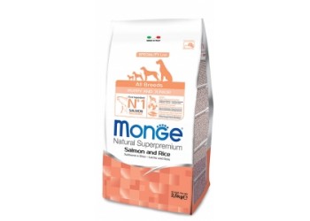 Monge SUPERPREMIUM ALL BREEDS ADULT Salmone e Riso da 2,5 kg cane disp.nel formato 12 kg