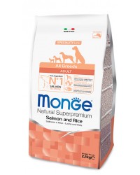 Monge SUPERPREMIUM ALL BREEDS ADULT Salmone e Riso da 12 kg cane ( ex formato da kg 15 )