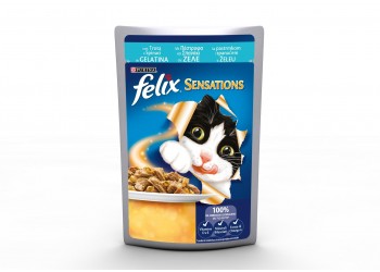 Purina Felix Sensations con trota in gelatina con spinaci 